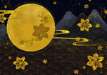 桂花金色复古插画背景海报素材