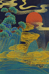 山水复古刺绣效果背景海报素材
