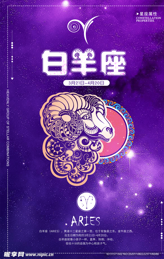 白羊座十二星座创意海报