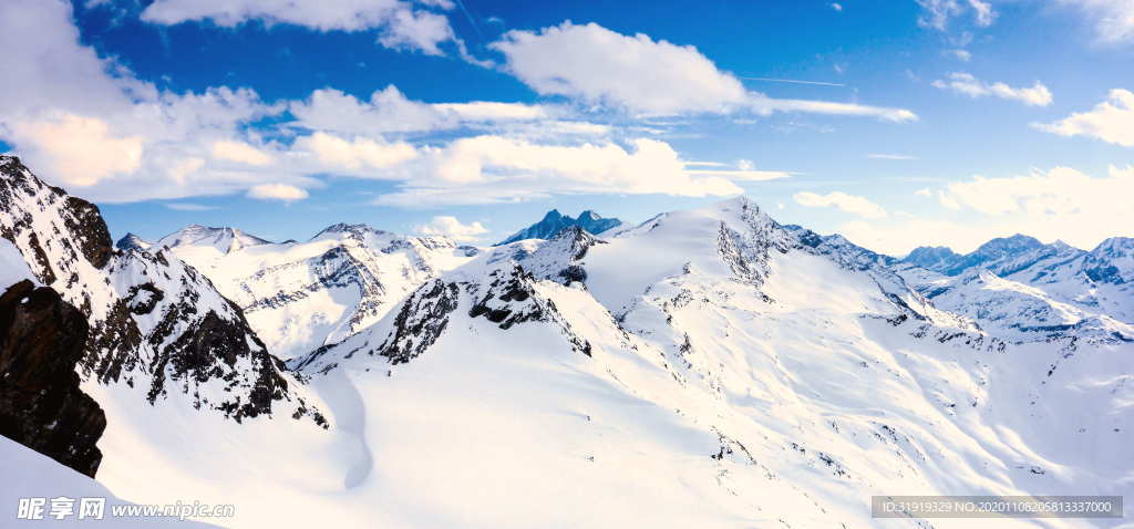 全景 视图 冰川山 白天 似雪