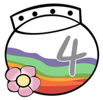 4班标志粉色花彩色瓶子
