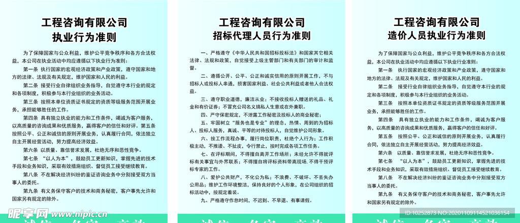 工程咨询有限公司执业行为准则招