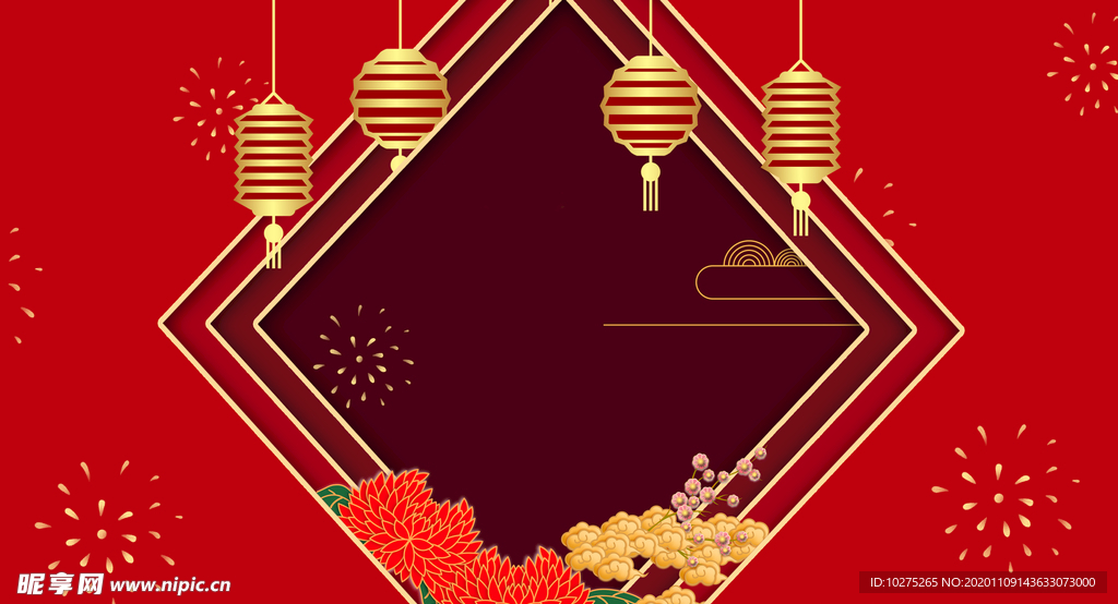 中国红传统新年背景