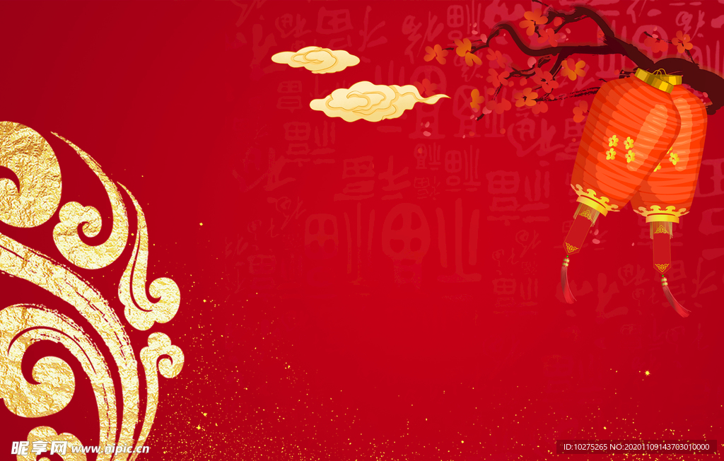 中国红传统花纹新年背景