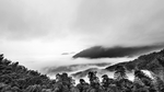 山峰云雾黑白简约背景海报素材