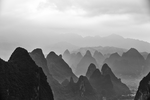 山峰云雾黑白简约背景海报素材