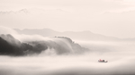 山水云雾黑白简约背景海报素材
