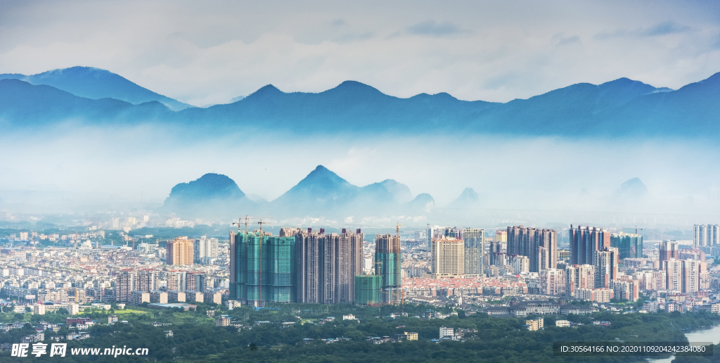 城市云海简约背景海报素材