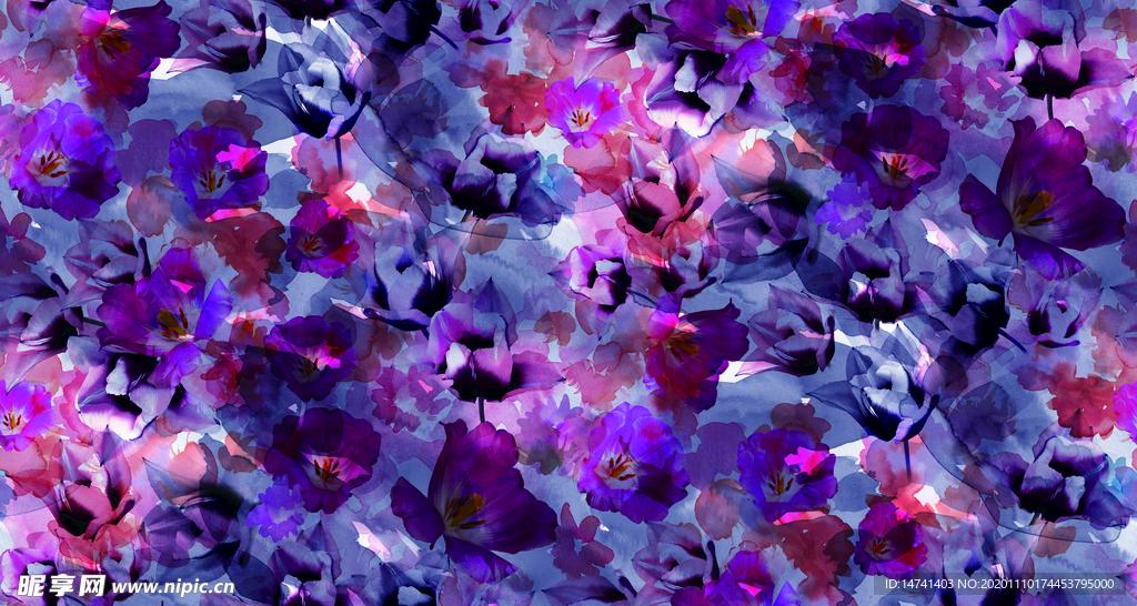 光影抽象花卉碎花