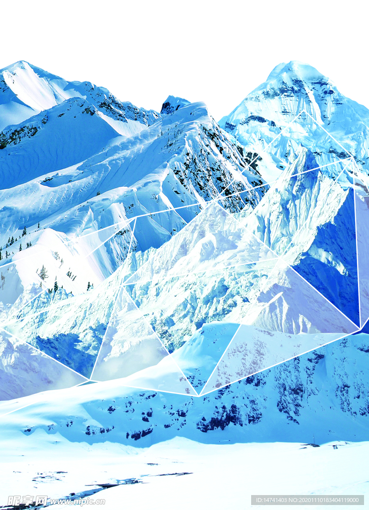 高山积雪雪山峻岭印花图案