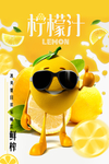 卡通人物柠檬汁海报