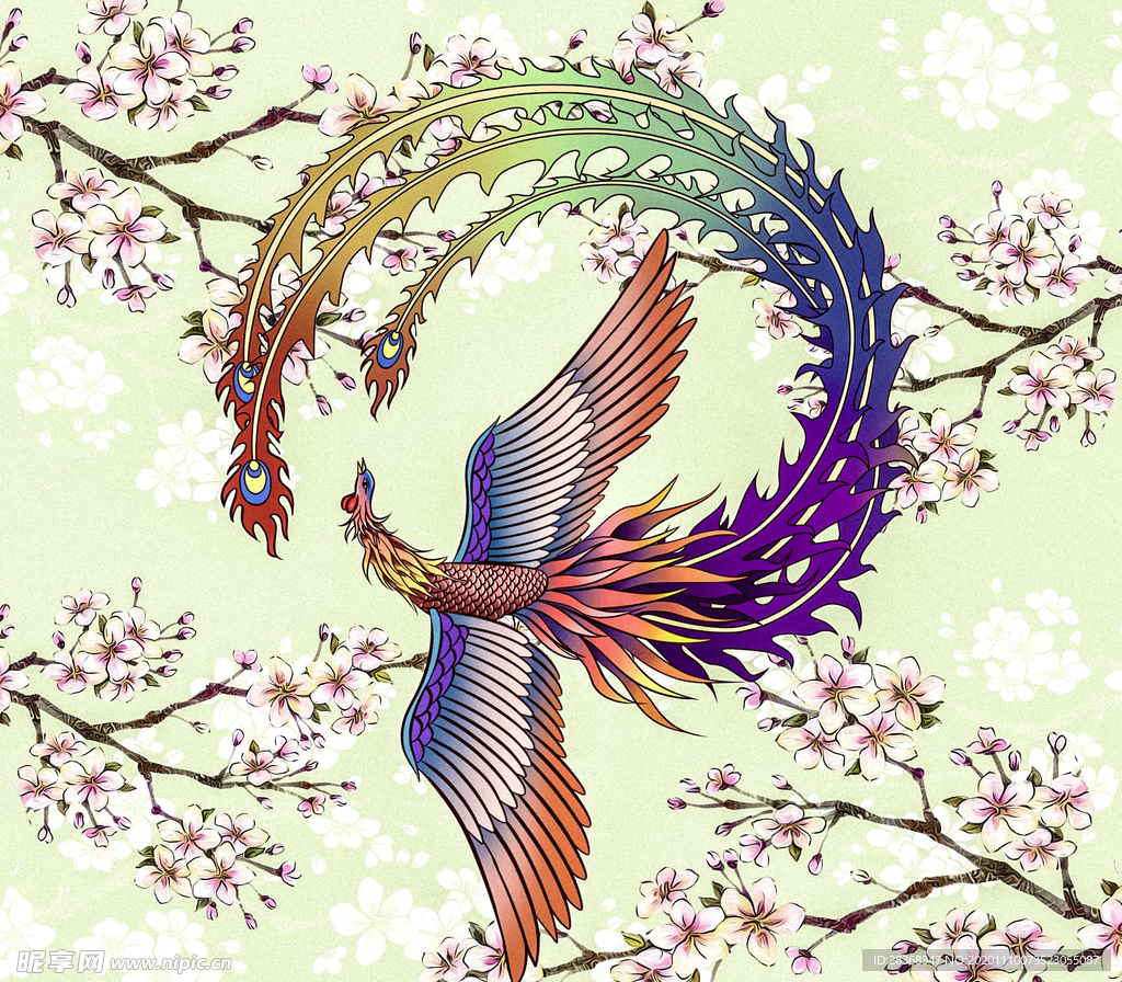 国潮凤凰插画