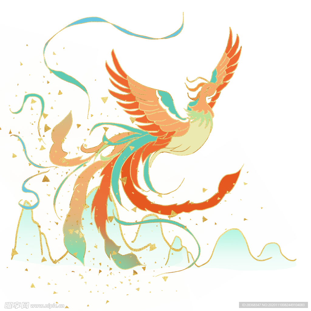 国潮凤凰插画