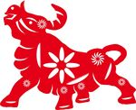 中国风剪纸牛装饰图案