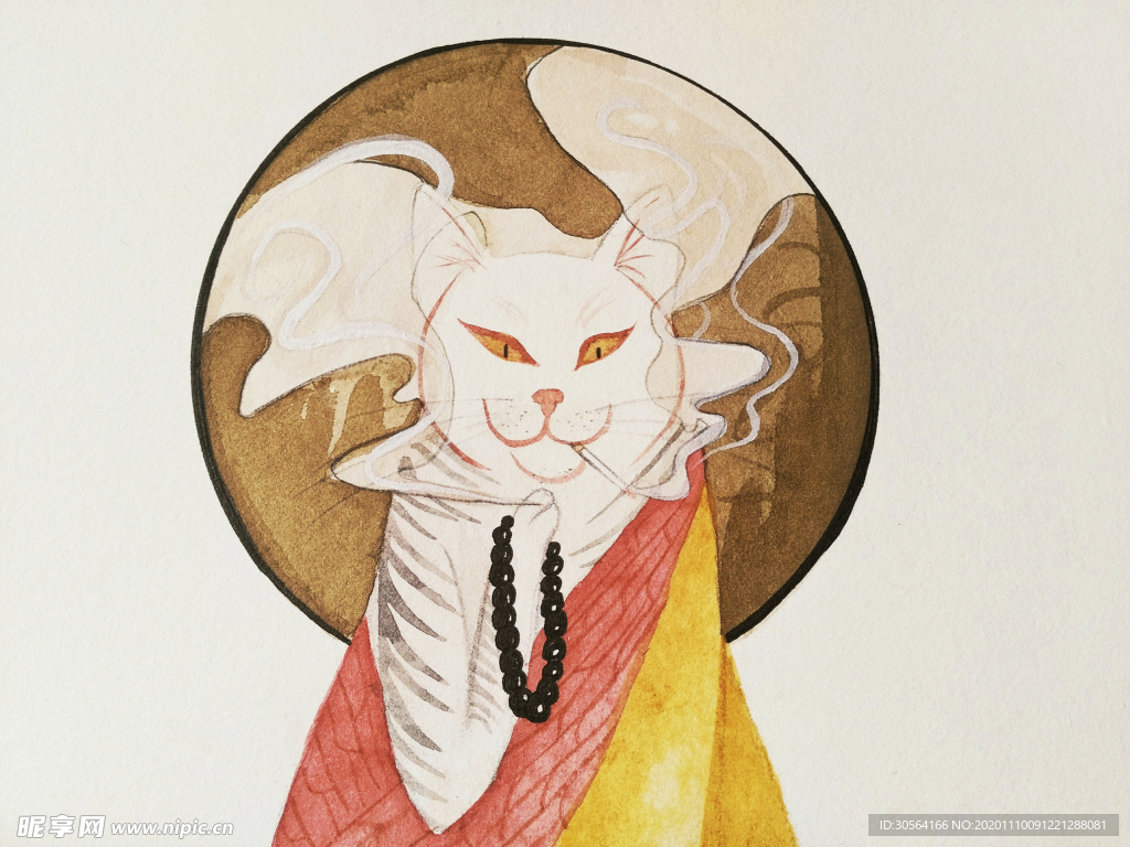 猫咪日式浮世绘传统背景海报素材
