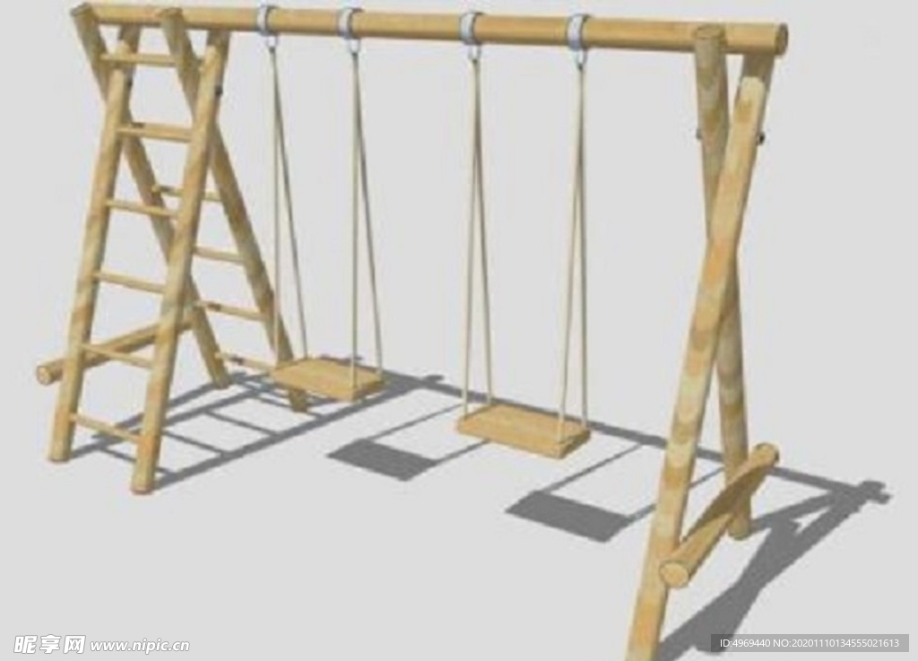 一体式木架梯秋千SU模型