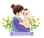 矢量卡通母婴宝宝婴儿妈妈