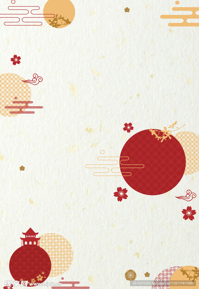 红色日式和风纹饰背景