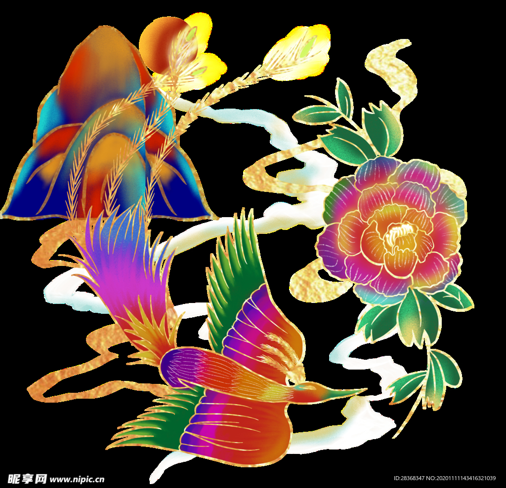 国潮凤凰插画