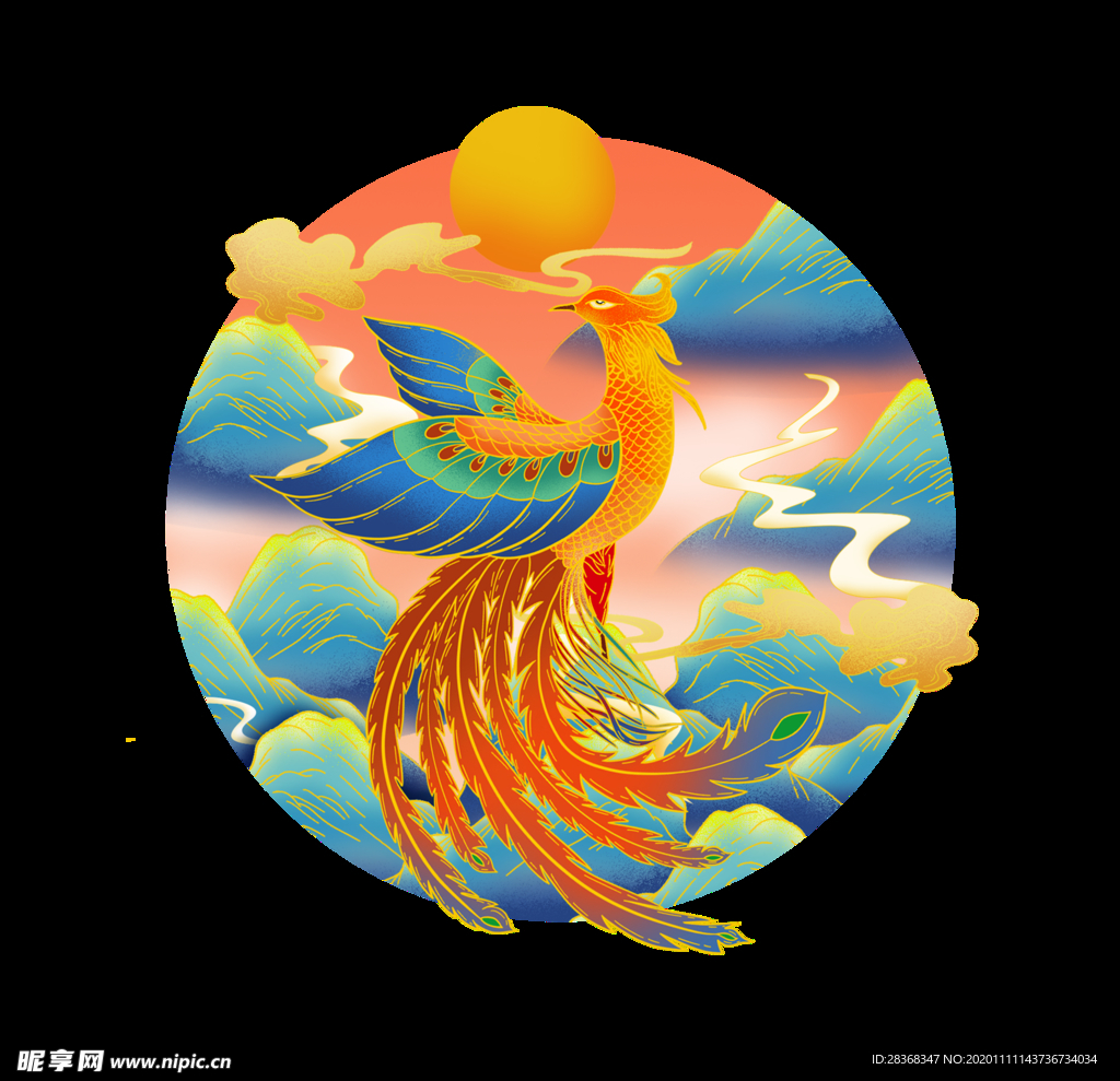 国潮凤凰插画