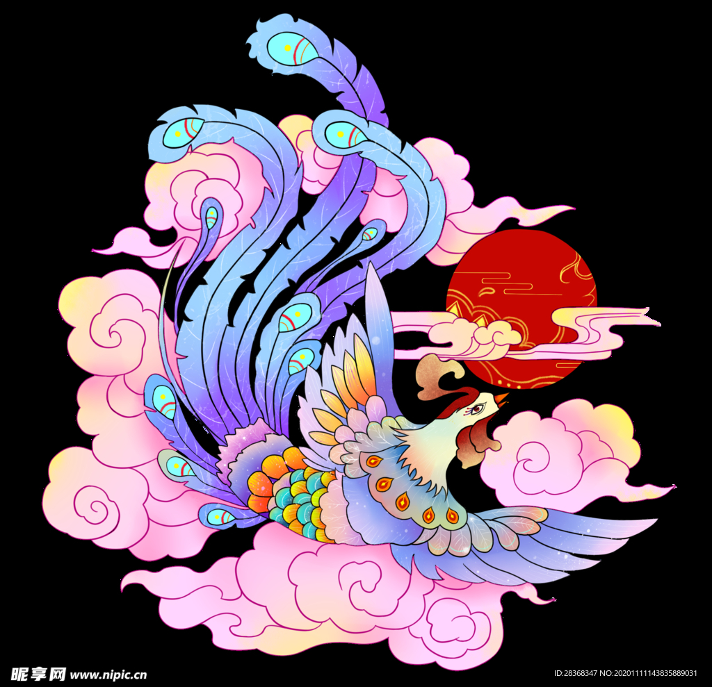 国潮凤凰插画
