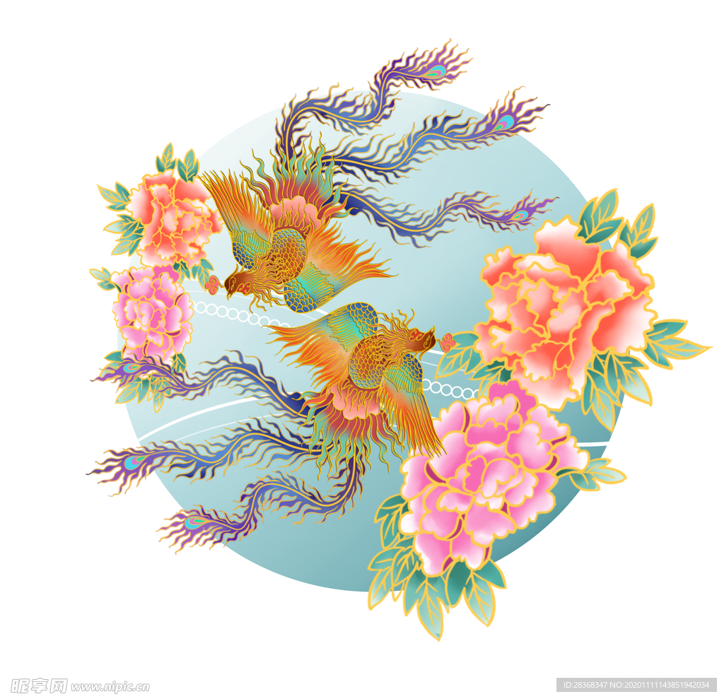 国潮凤凰插画
