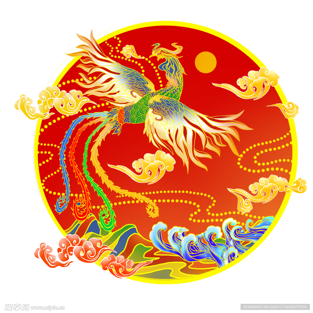 国潮凤凰插画