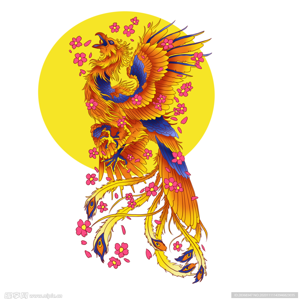 国潮凤凰插画