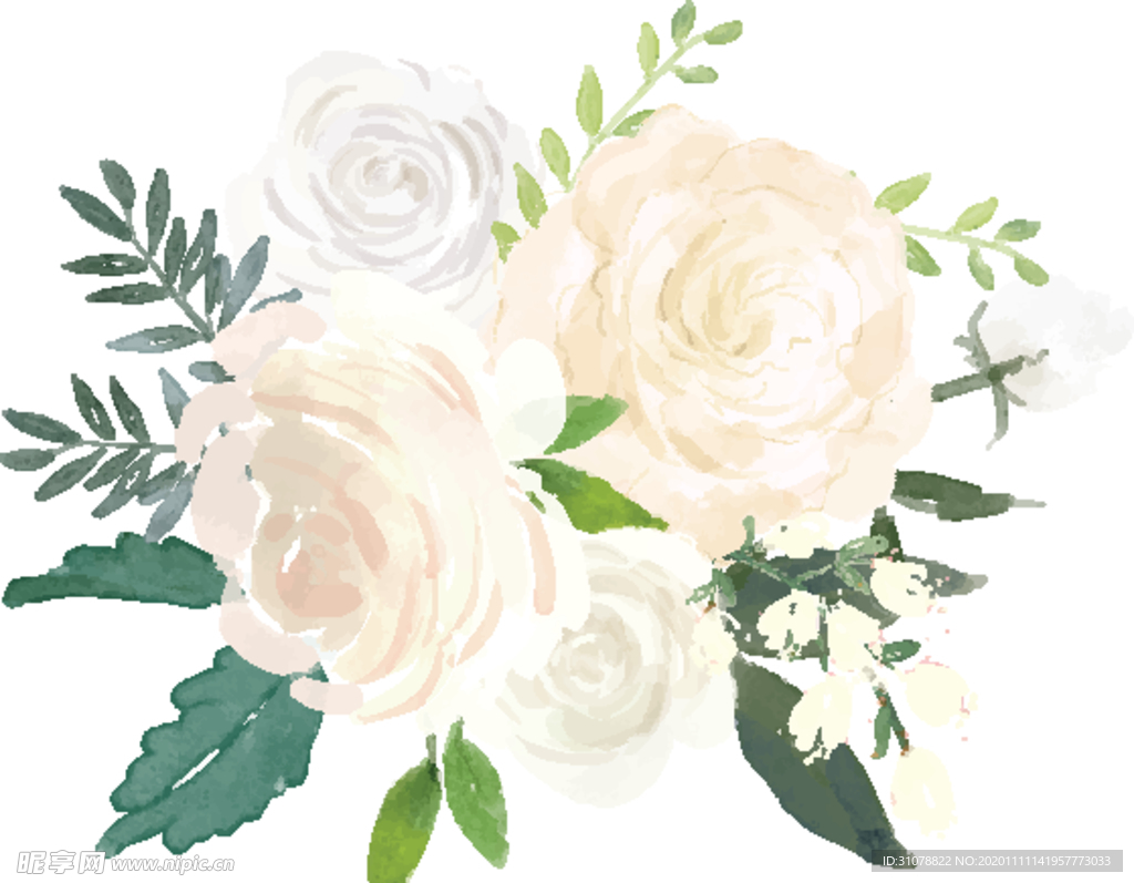 北欧小清新水彩花朵插画