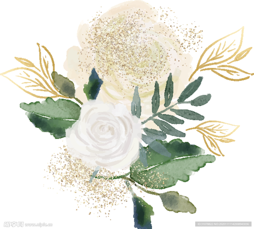北欧小清新水彩花朵插画