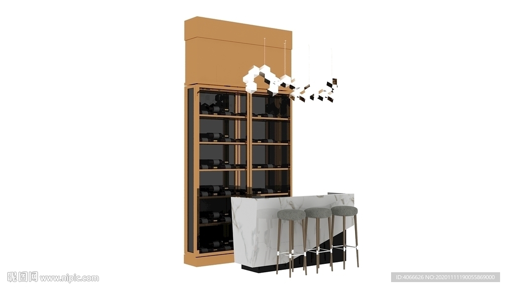 红酒吧台3d模型