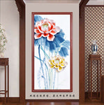中式立体花卉玄关画