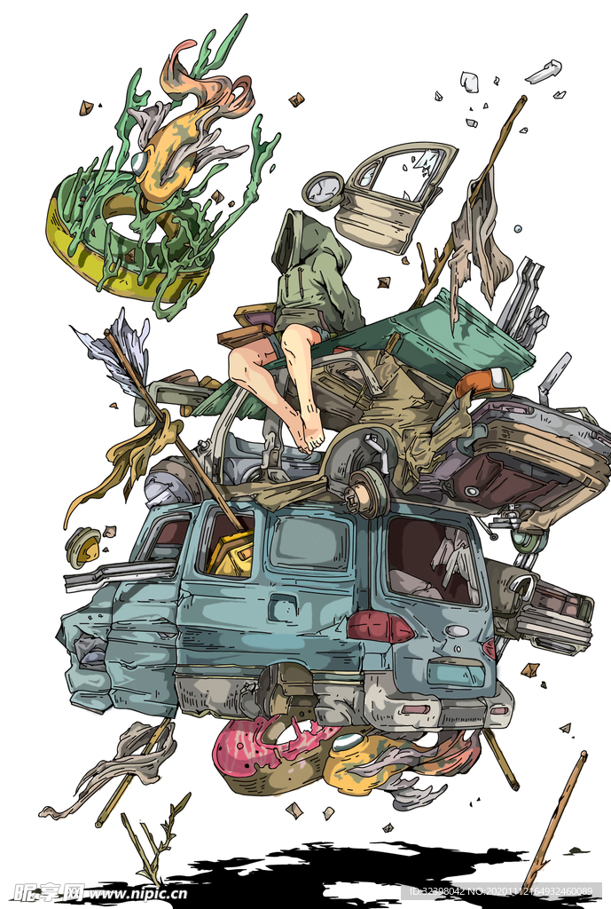 线性描边插画