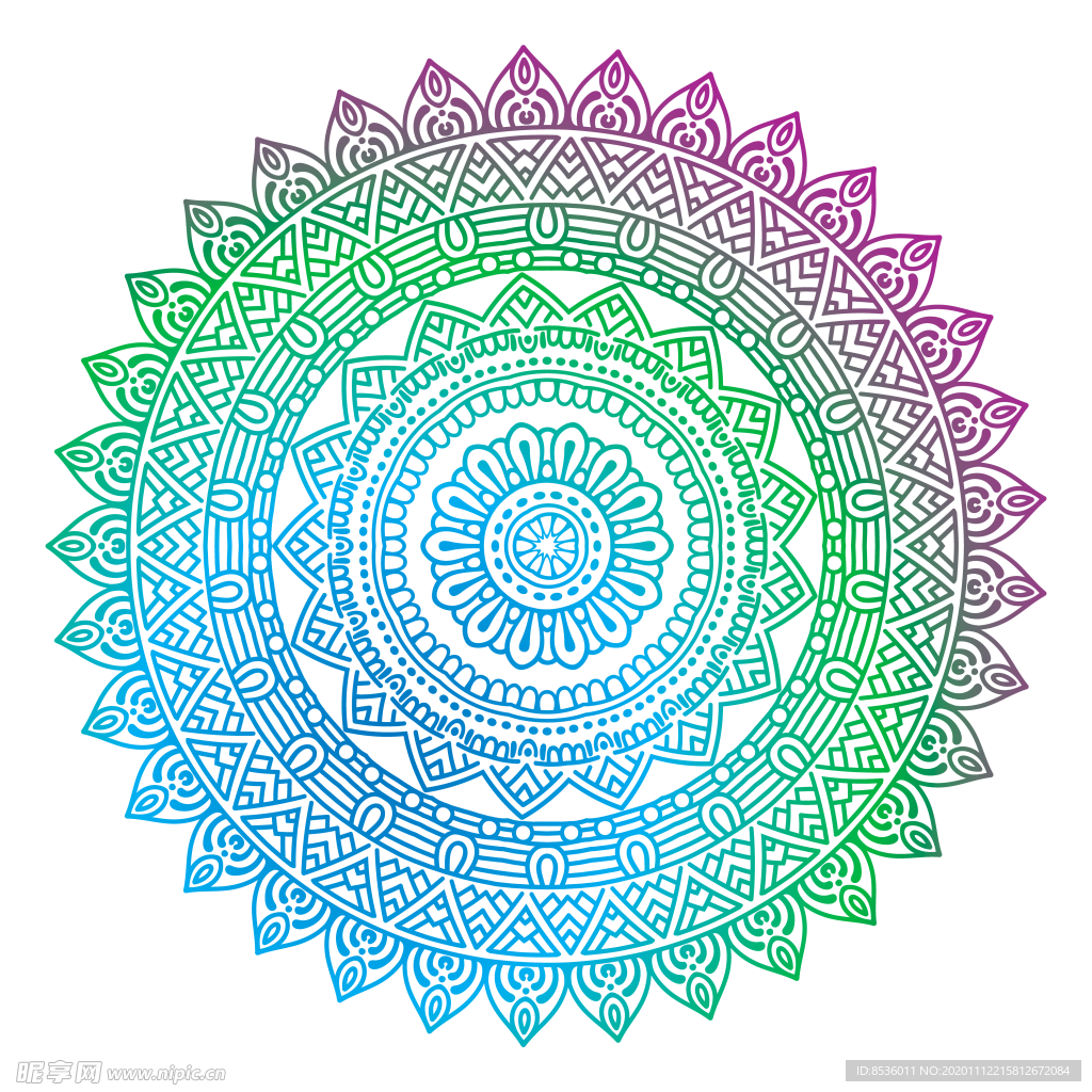 曼陀罗万花筒圆纹底纹