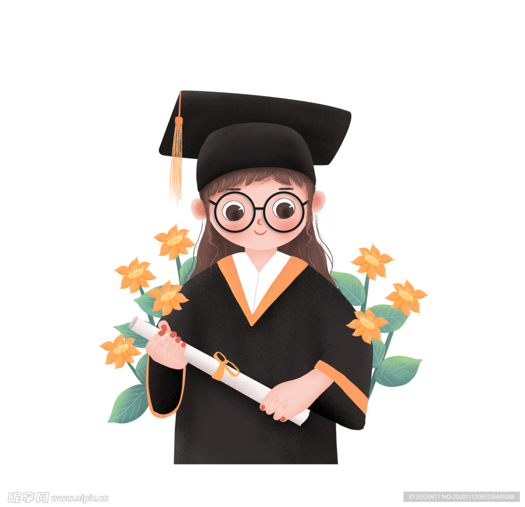 毕业卡通女