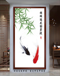 锦鲤逐花动碧波
