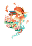 国潮风鲤鱼跃龙门