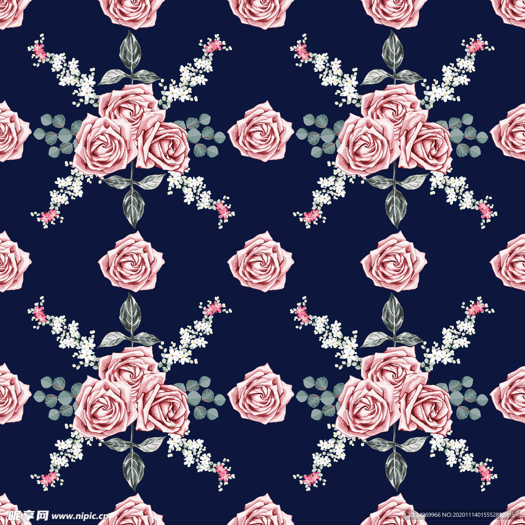 叶子花卉无缝图案