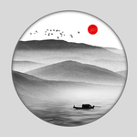意境圆形山水画