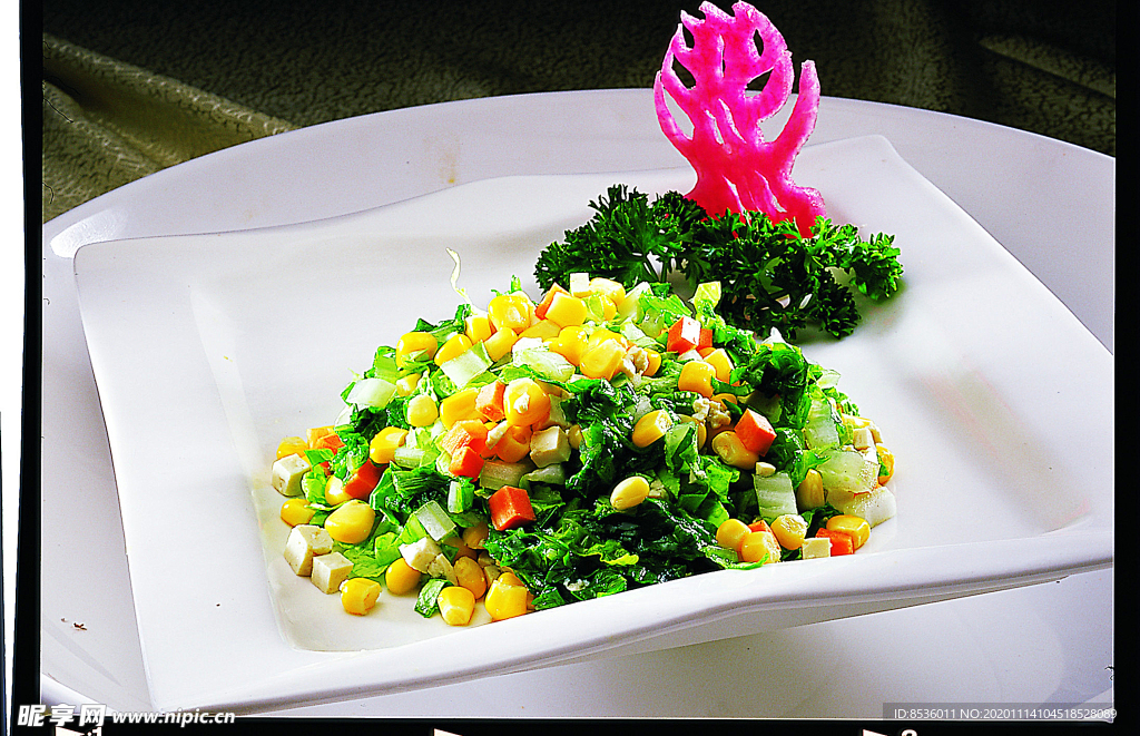 豫菜三盅油菜玉米粒