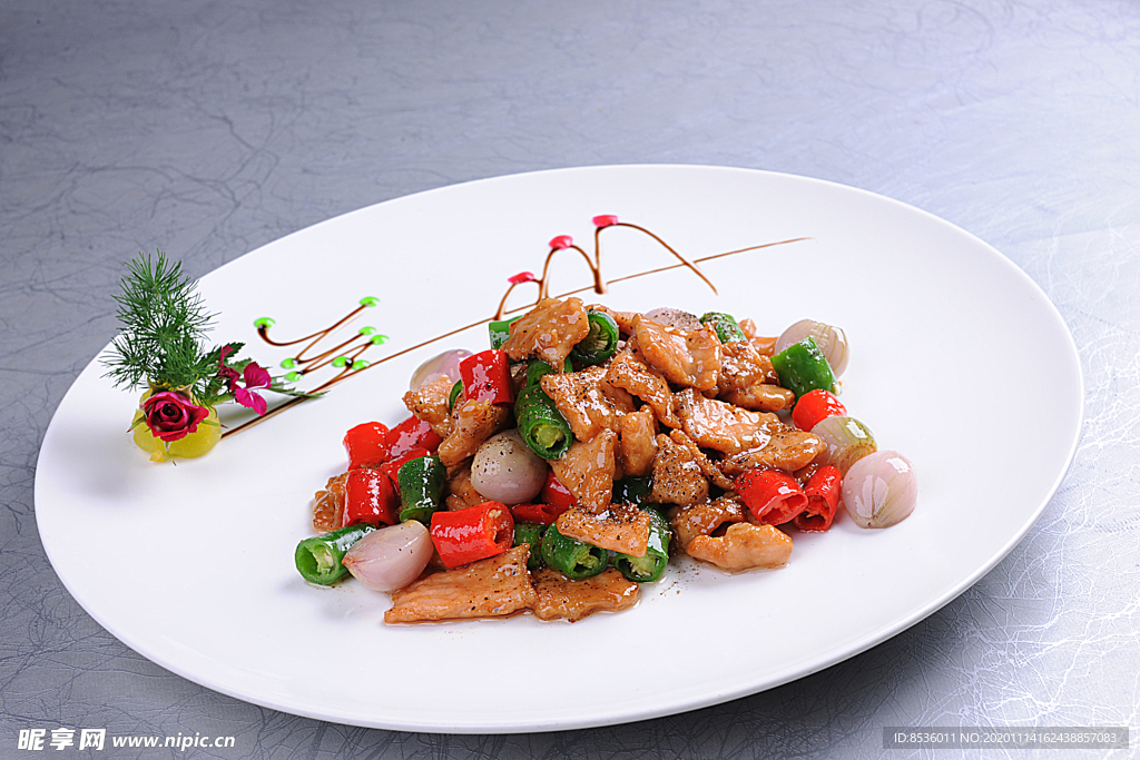 川菜湘菜黑椒孔雀肉