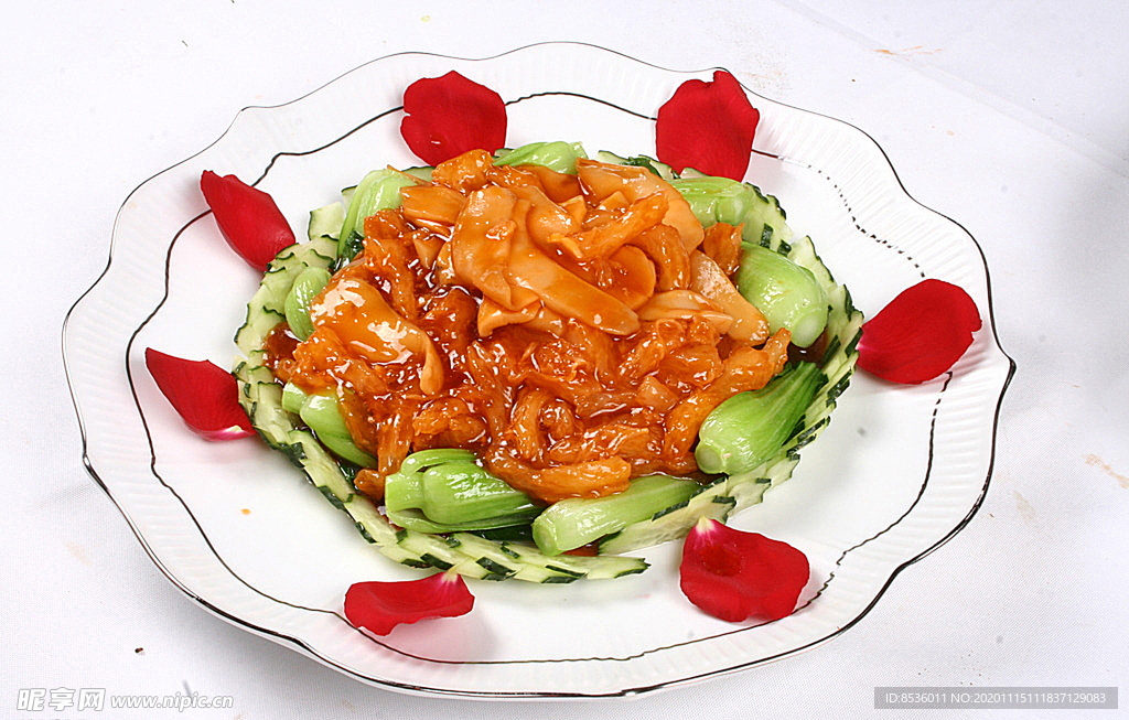 鲁菜山东菜鲍汁灵菇扣蹄筋