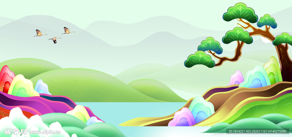 中国风山水插画