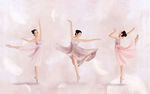 芭蕾人物背景墙 粉色