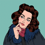 波普插画 笑开花的姑娘 墨镜妹