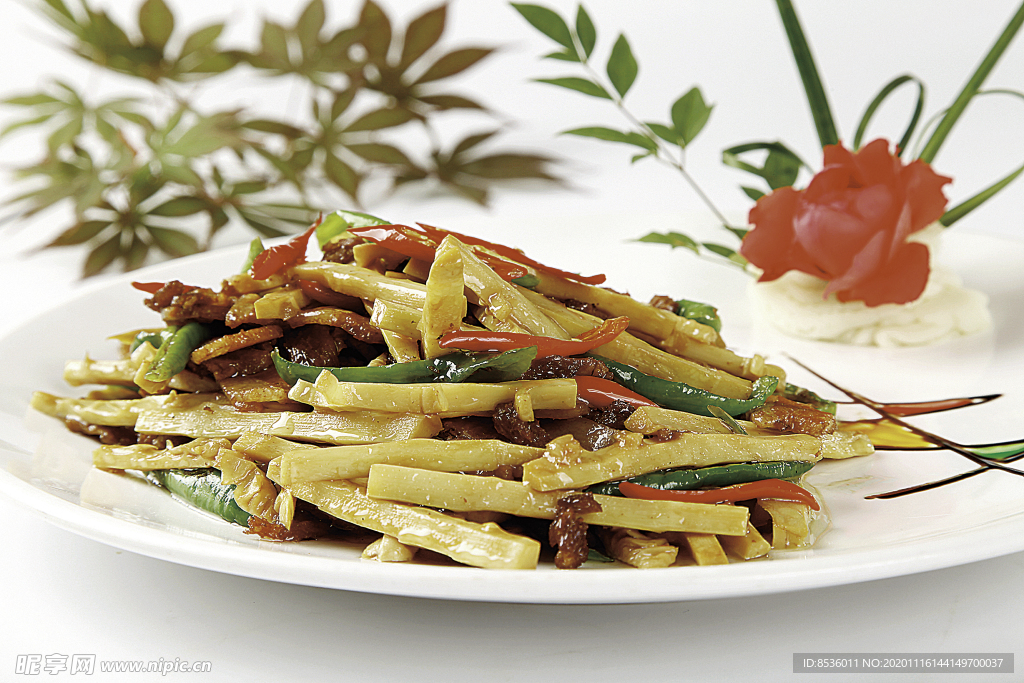 特色菜杭椒笋干炒咸肉