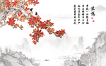 工笔花鸟电视背景墙