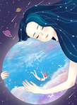 水晶球美女插画