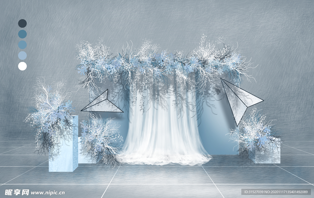 冰雪色折纸风婚礼背景