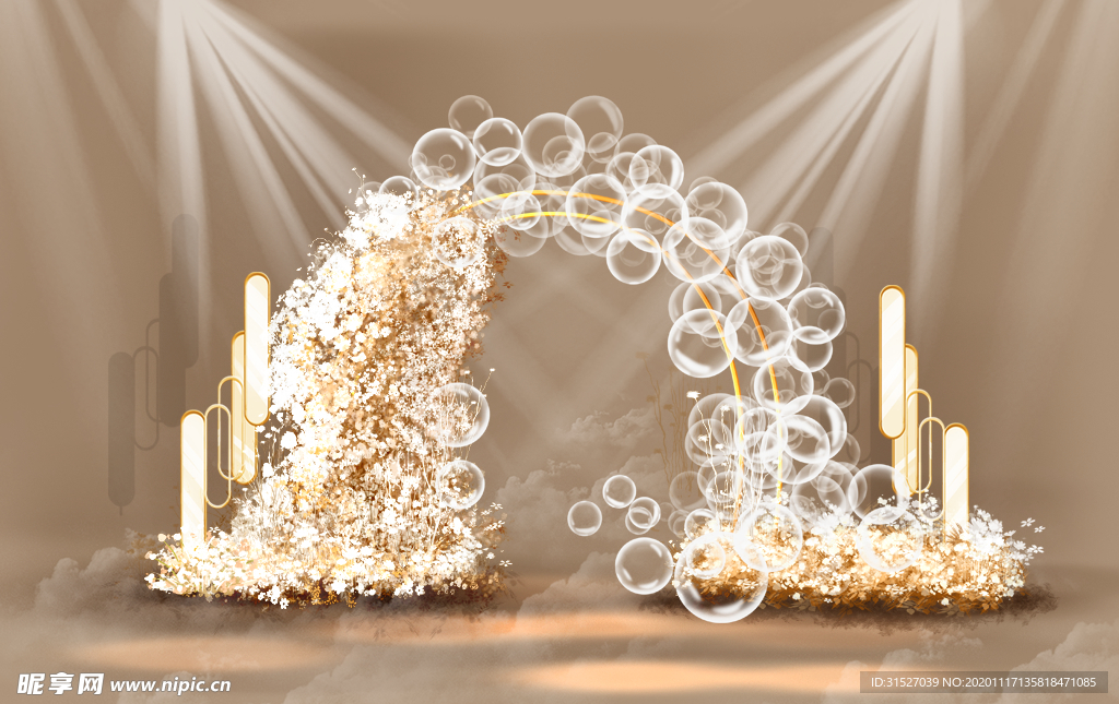 气球装饰婚礼拱门效果元素